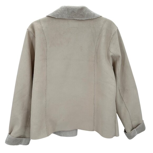 Shaver Lake Womens Beige Button Faux Suede Sherpa Lined Jacket Size L FLAW - Picture 3 of 10